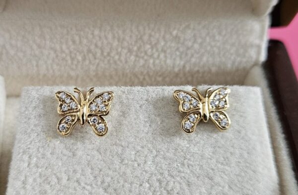 Little Girls Rafinity Brand Pair of 18K gold earrings set