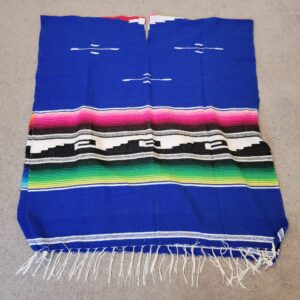 Traditions Hunt- Tribal Serape Mexican Poncho, Royal Blue, Traditional outfit, Cardigan, Costume, Fall & Winter Fashion
