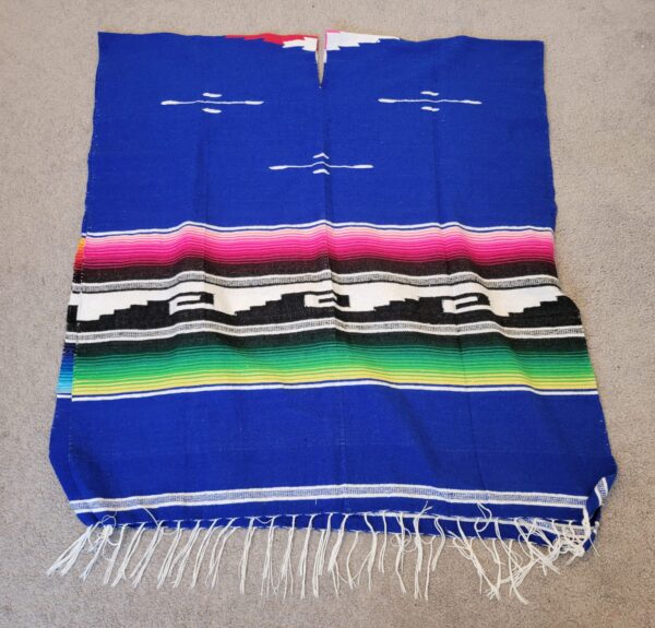 Traditions Hunt- Tribal Serape Mexican Poncho, Royal Blue, Traditional outfit, Cardigan, Costume, Fall & Winter Fashion