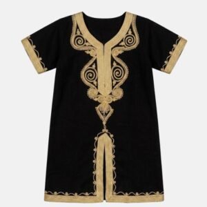 Gandoura Traditionnelle Enfant (2-3 ans) – Noir et Doré – État Neuf