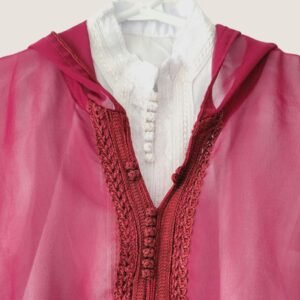 Jellaba marocaine style Sousdi pour enfant 2 pièces bordeaux et blanc (3-4 ans)- Excellent État