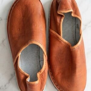 Babouches Berbères en Cuir Artisanal Marocain – Taille 38 – Couleur Camel