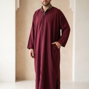 Gandoura (Thobe) d'hiver pour homme – Bordeaux- Neuf
