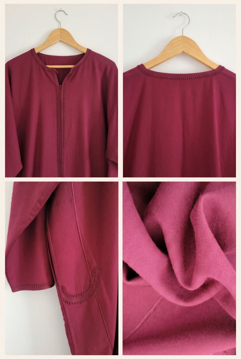 Gandoura (Thobe) d'hiver pour homme – Bordeaux- Neuf – Image 4