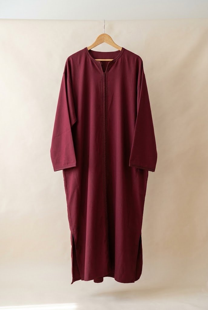 Gandoura (Thobe) d'hiver pour homme – Bordeaux- Neuf – Image 3
